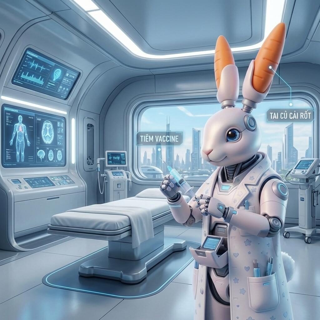 Tác phẩm Bức tranh chú thỏ vaccine