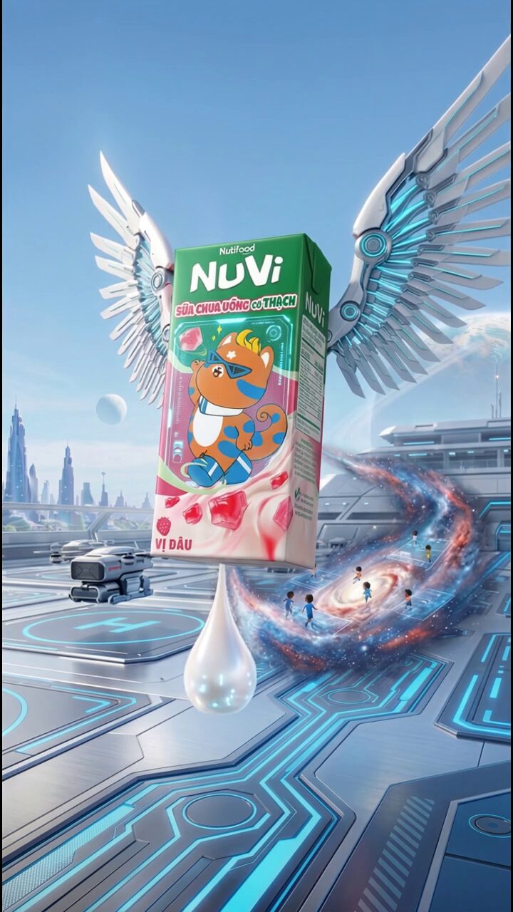 Tác phẩm Hộp sữa NuVi bay lơ lửng